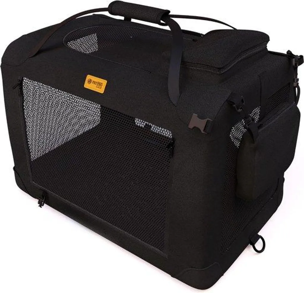 Cage transport chien pliable noire pour voiture, voyage et vacances XL