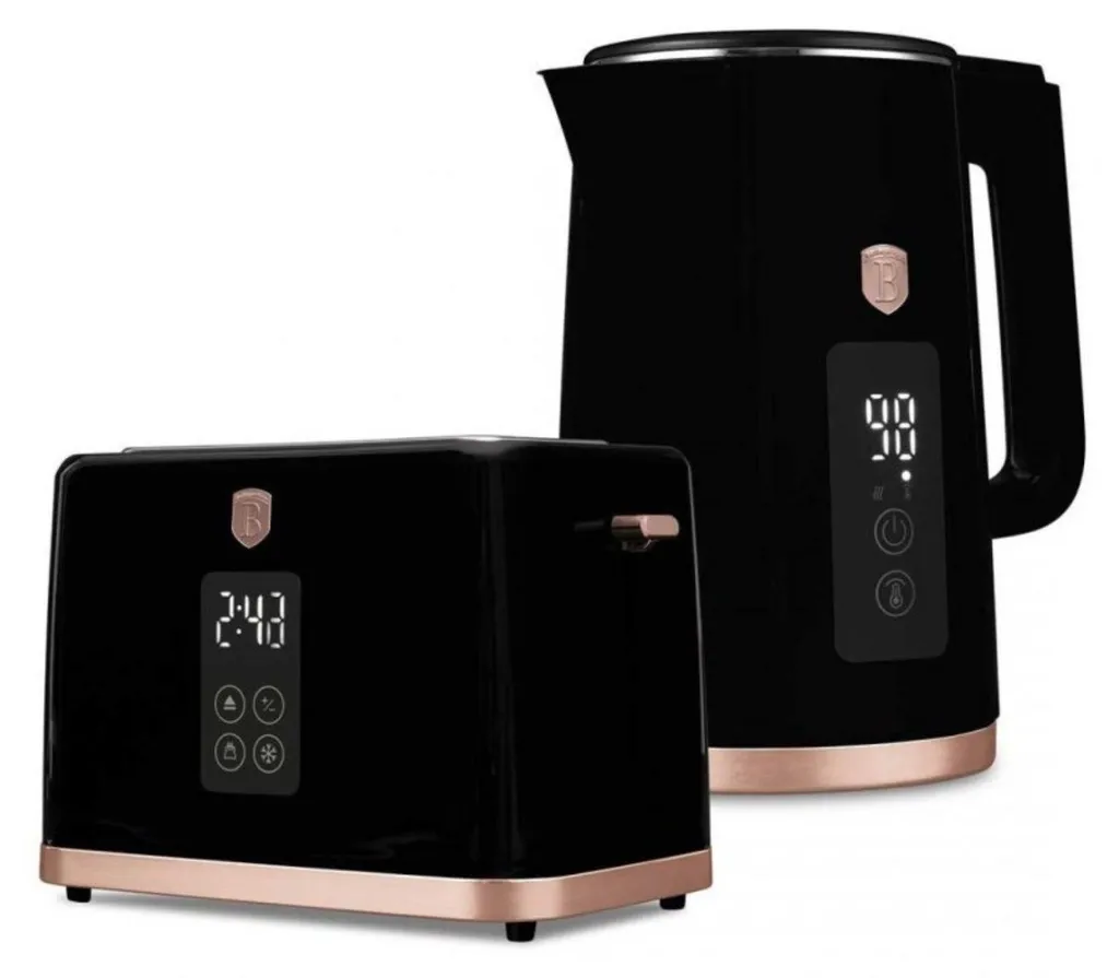 Bouilloire 1,7L et Grille-Pain Digital BH-9540 en Acier Noir et Rose