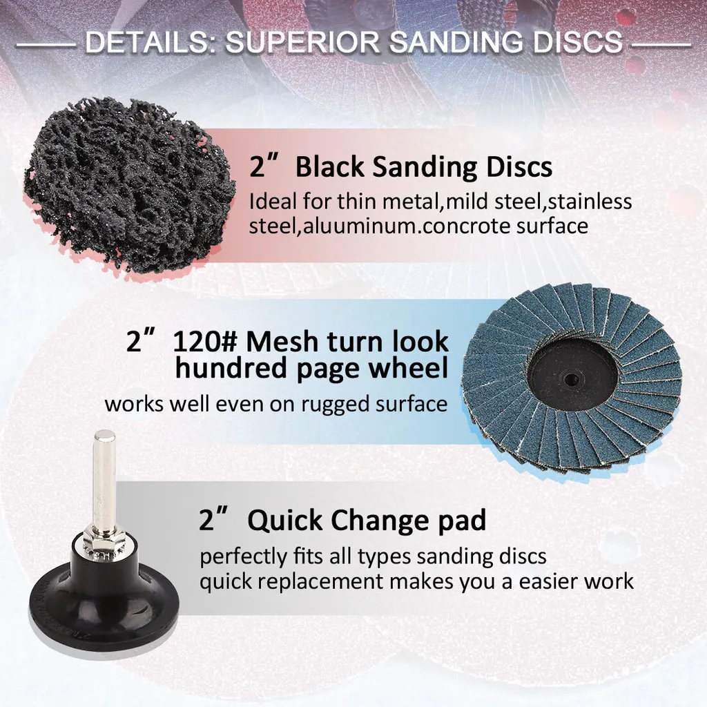 65 Disques de Ponçage à Fixation Rapide avec 3 Grains Assortis Nylon