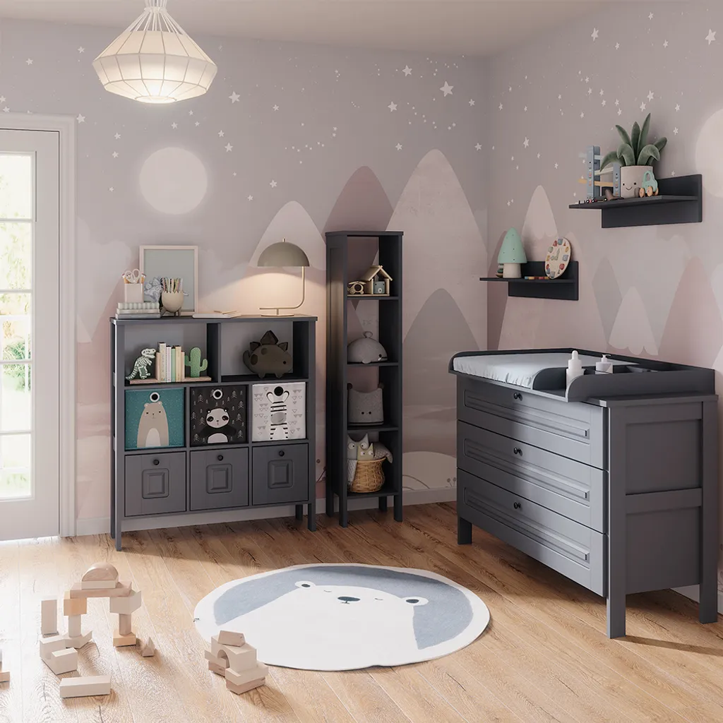 Meuble bibliothèque Vitalispa Ajaton gris 103cm avec 9 compartiments - 4