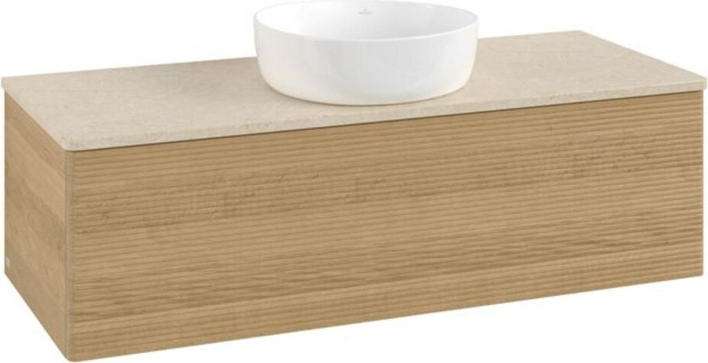 V&B Waschtischunterschrank mit Frontstruktur, mit Beleuchtung Antao 120x36x50cm, WBP-farbe botti., honey oak