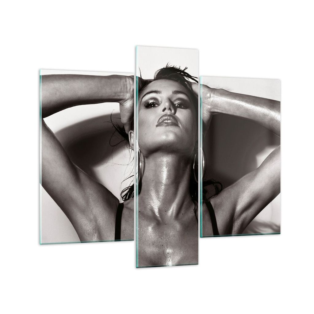 Bilder auf glas - Frau Eleganz Sommer nass - 95x80cm - Glasbilder - Wandbilder - Kunstdruck - zum Aufhängen bereit - Wanddekoration aus Glas - Gla...