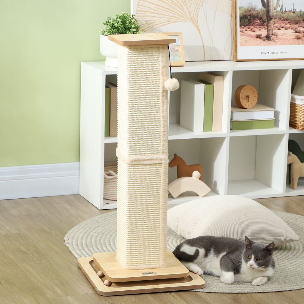 PawHut Rattan Katzenbaum Kratzbaum Kätzchen Möbel mit Katzenhöhle Ballspielzeug Sisal weiche Plüsch PE Höhe 108 cm Braun Beige PawHut Rattan Katzenbaum Kratzbaum Kätzchen Möbel mit Katzenhöhle Ballspielzeug Sisal weiche Plüsch PE Höhe 108 cm Braun Beige