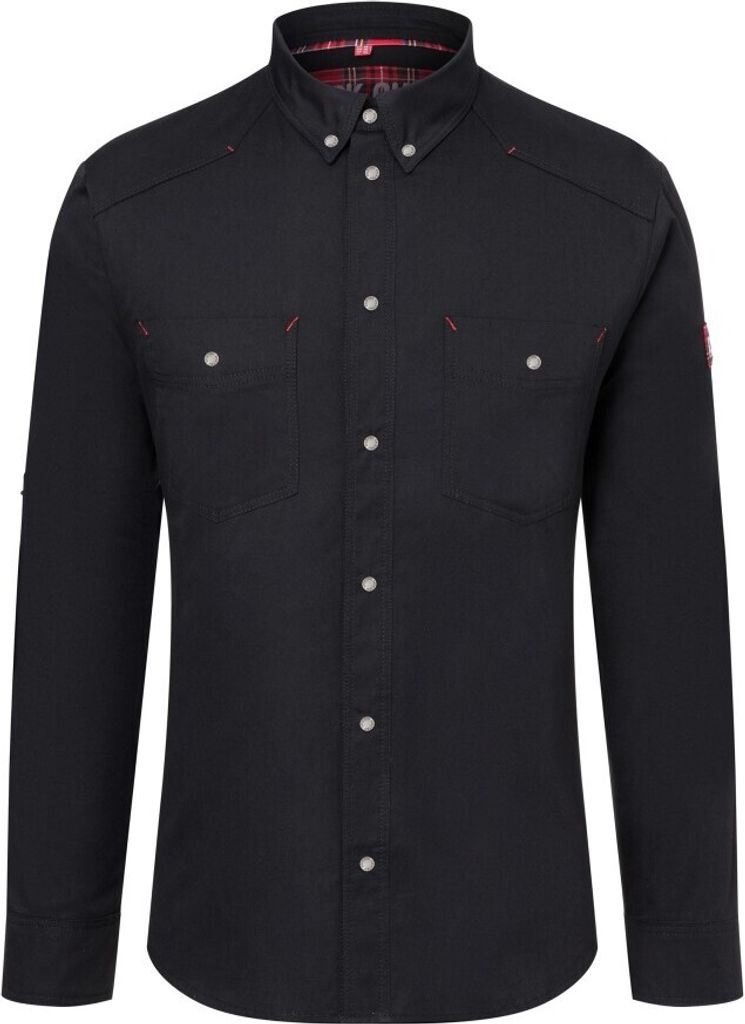 KARLOWSKY Herren Kochhemd ROCK-CHEF -Stage2 Langarm Button-Down Schwarz 60