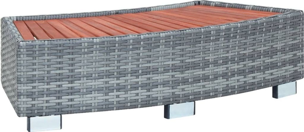 Spa-Einstiegsstufe Grau Poly Rattan 92×45×25 cm