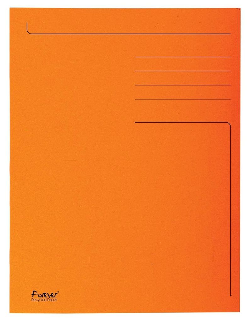 Packung mit 50 Forever-Faltmappen mit 3 Innenklappen, aus Recyclingkarton, für DIN A4-Format, orange, geeignet als Legal-Mappe, Dokumentenmappe od...