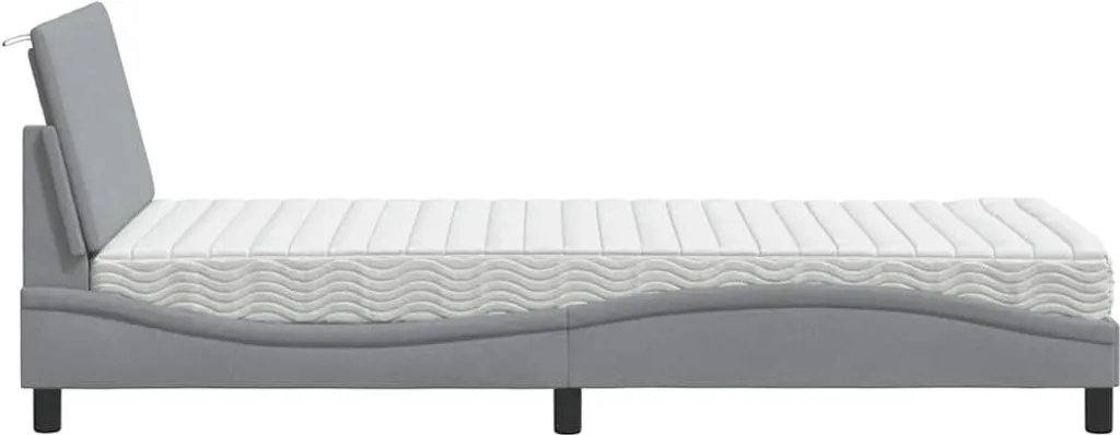 Lit Hanko gris clair 80x200 en tissu avec matelas haute résilience