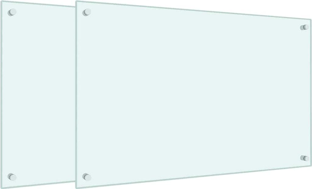 vidaXL Küchenrückwände 2 Stk. Weiß 80x50 cm Hartglas