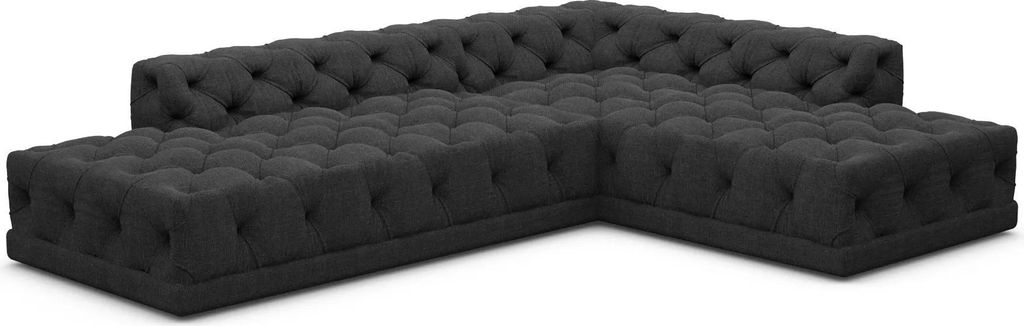 Strukturstoff L-Form Lounge Sofa Meliva Schwarz Rechts