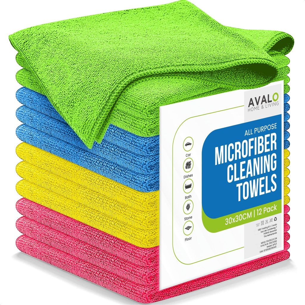 Avalo 12 Stücke Mikrofaser-Putztuch - 30 × 30 cm | Produktbild 