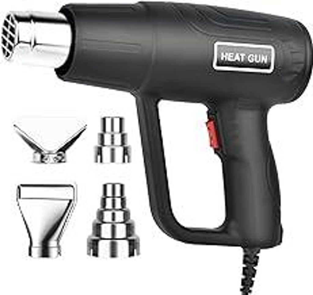 Heißluftpistole/heißluftfön 2000W Profi Kit | 4 Düsen + 60-600°C (2 Stufen) | Schnellaufheizung für Entlacken, Löten & Schrumpfschlauch | Ü...