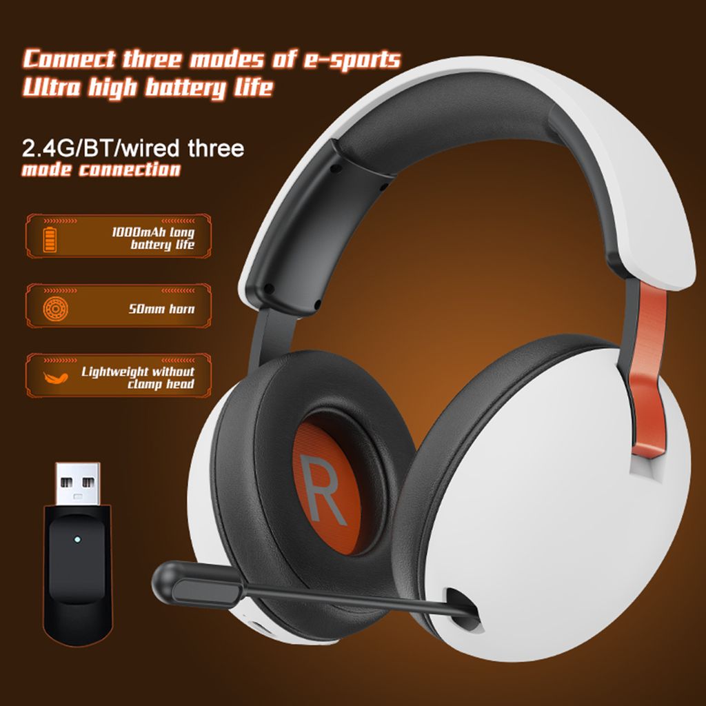 Kabelloses Gaming-Headset 2,4G/BT/Kabelgebundene Tri-Modes Over-Ear-Kopfhoerer Eingebautes Mikrofon mit Geraeuschunterdrueckung Leichtes Headset fu...