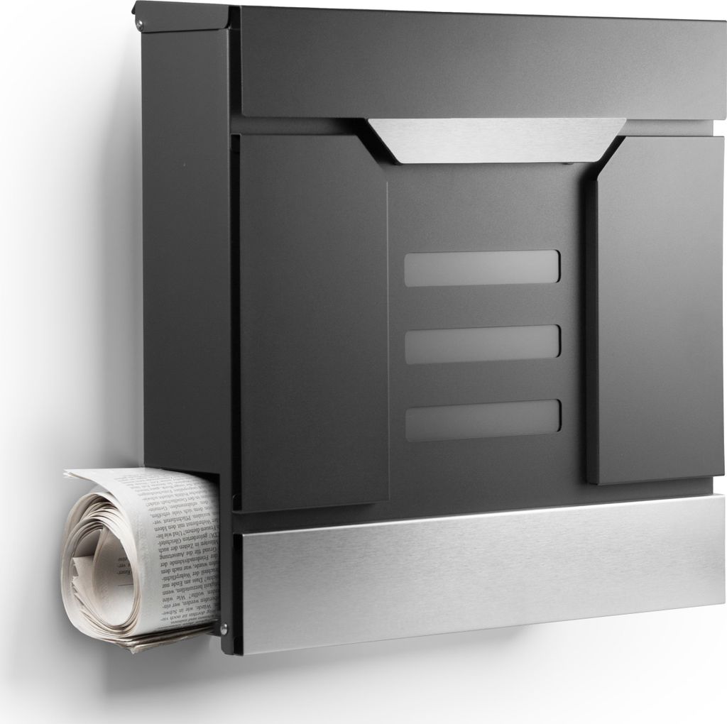 NewHabitat Briefkasten Anthrazit mit Zeitungsfach Mailand