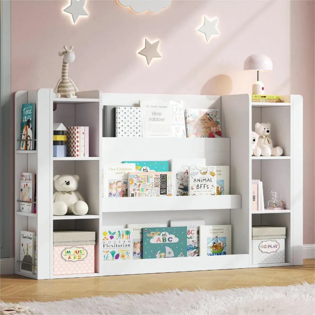 Étagère pour enfants Merax en bois blanc avec rangement livres d'images
