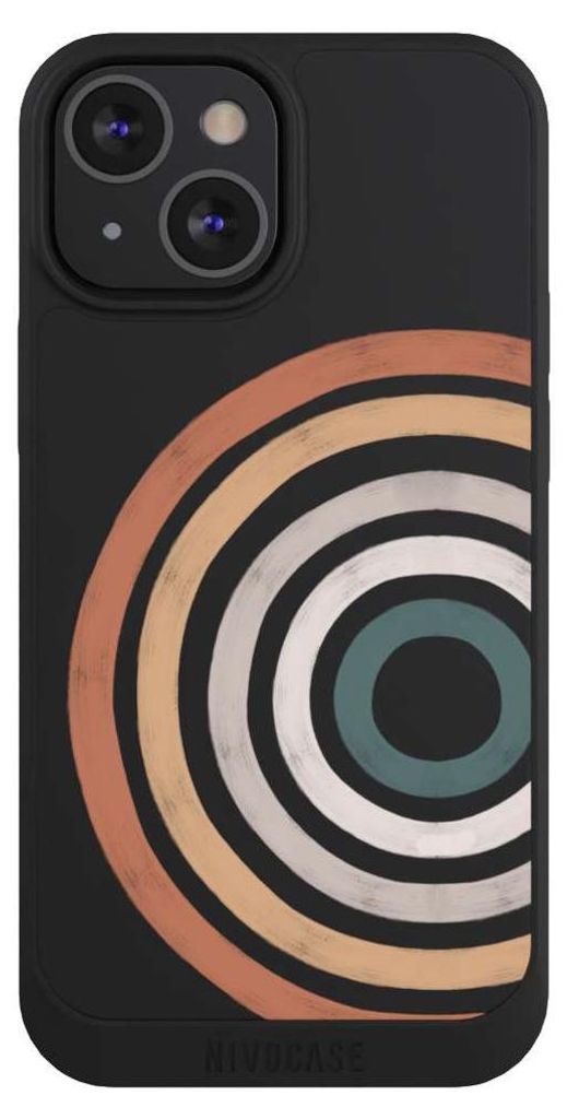 NIVOCASE Handyhülle für Apple iPhone 13 Mini Hülle NIVOpure Case Schwarz Kreise Regenbogen Wasserfarbe