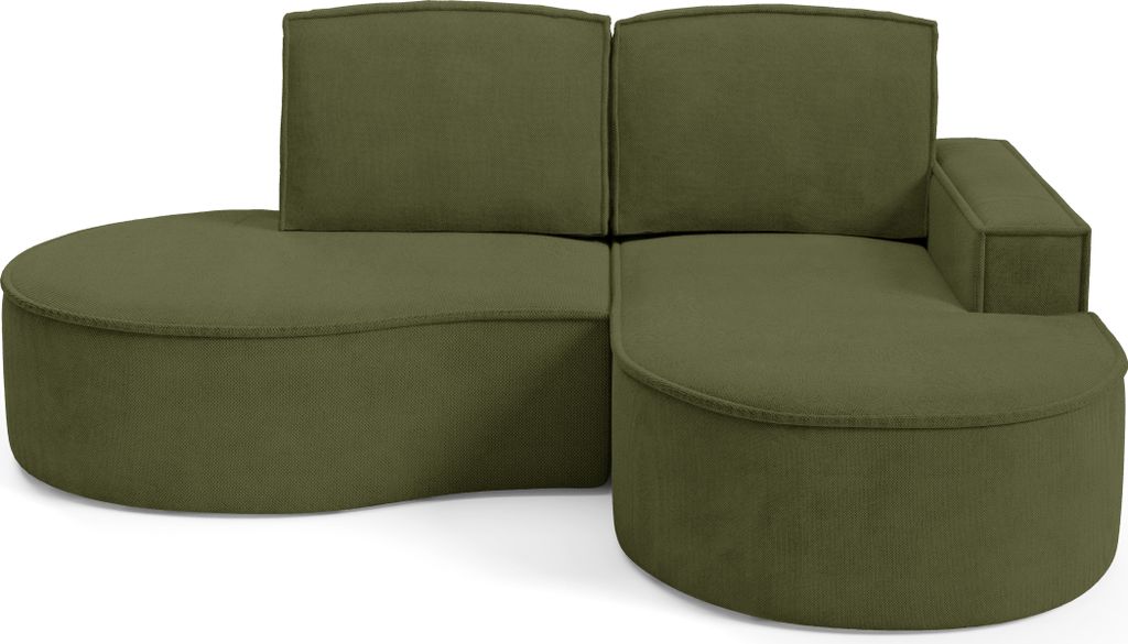 DomoHome Ecksofa MOLLY Ohne Schlaffunktion – Halbkreisförmig, Curio-Bouclé-Stoff, Mit Losen Rückenkissen, Weicher Bouclé-Bezug, 210x157x88 cm...