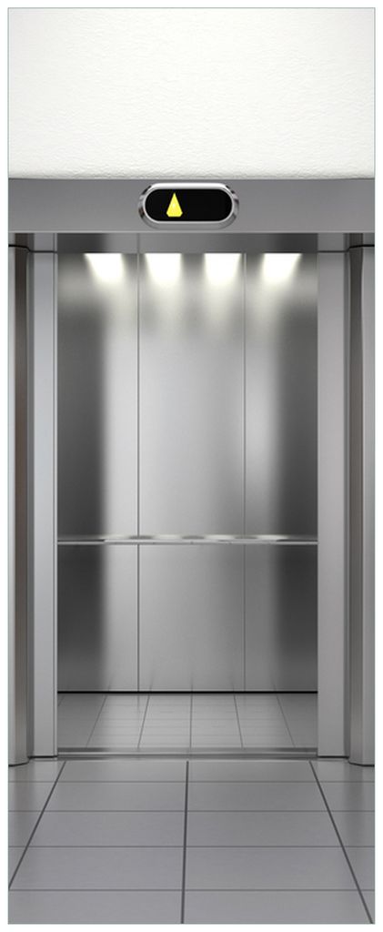 Wallario Premium Glasbild, freischwebende Optik, kräftige Farben, Größe 125 x 50 cm Motiv Fahrstuhl