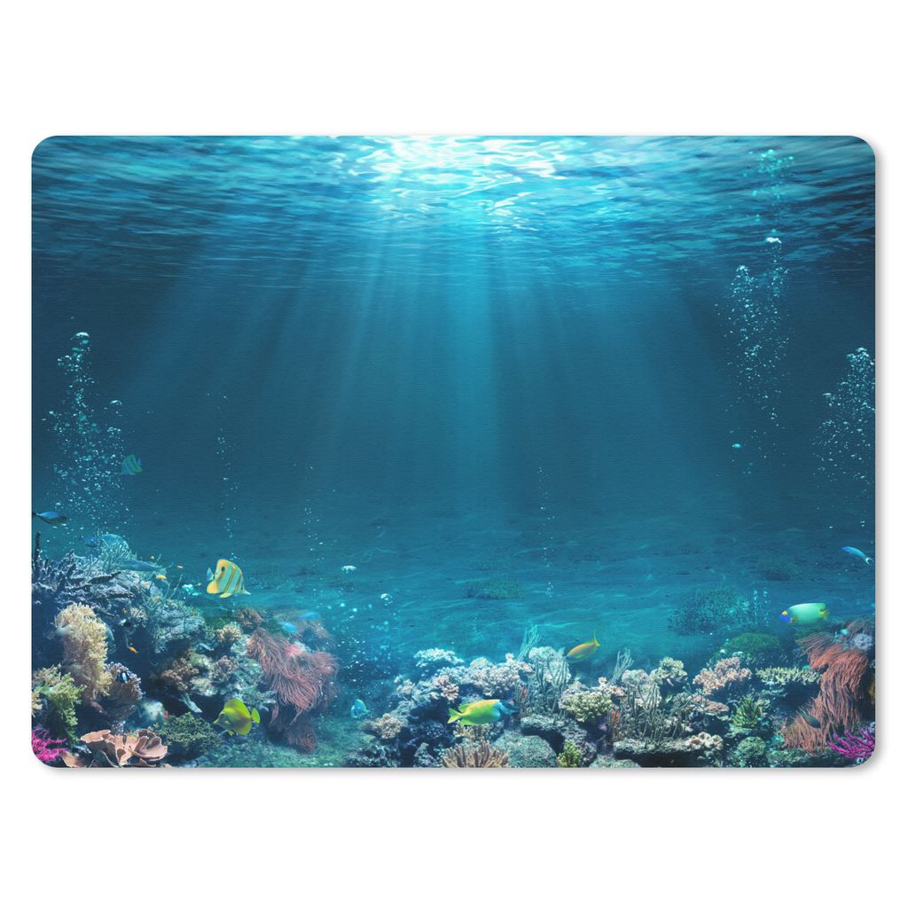 MuchoWow Mauspad Mousepad Ozean - Fische - Korallen 23x19 cm - Mousepads - Maus Mat - Pad - Mausunterlage - Schreibtischunterlage - Mauspad