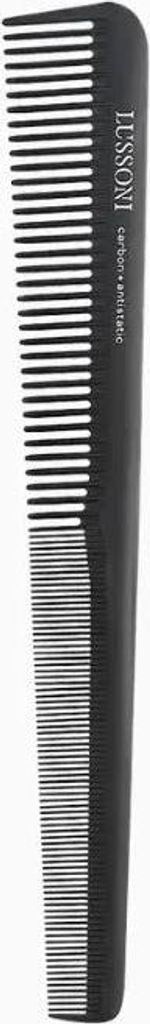 T4B LUSSONI CUTTING COMB Carbon Hair Cutting Comb for All Hair Types with Antistatic and Negative Ions, Coarse and Fine Teeth 112