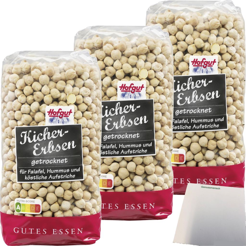 Hofgut Kichererbsen 3er Pack (3x500g Beutel) + usy Block Produktbild 