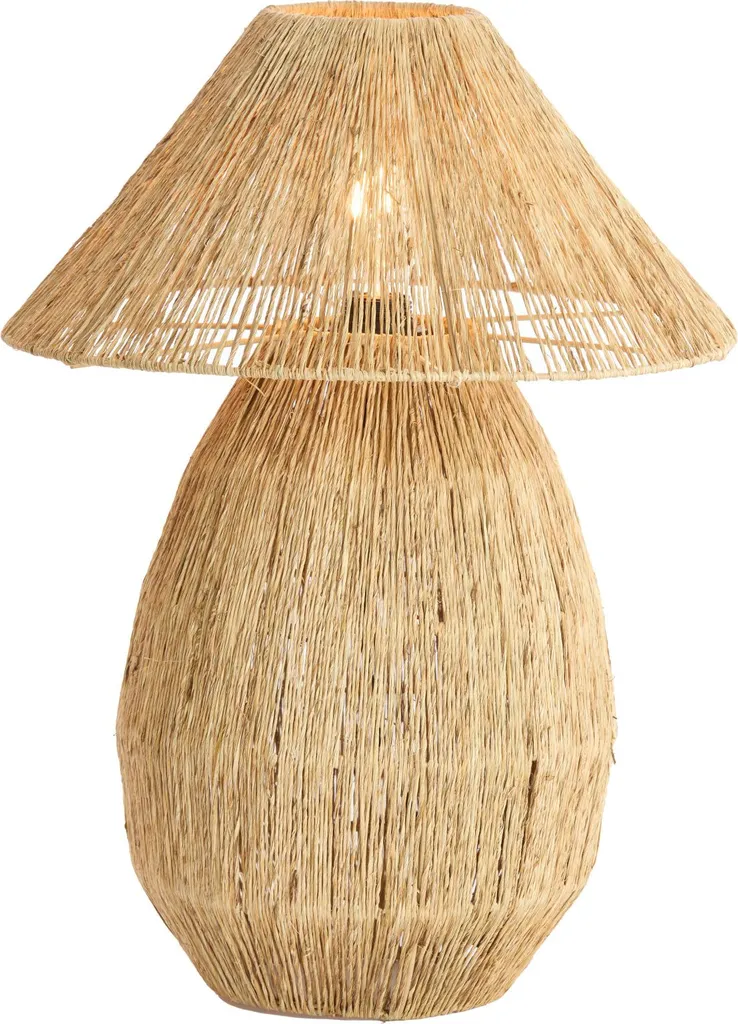 Grande lampe de table en textile naturel Maruva Ø 40cm pour salon chic