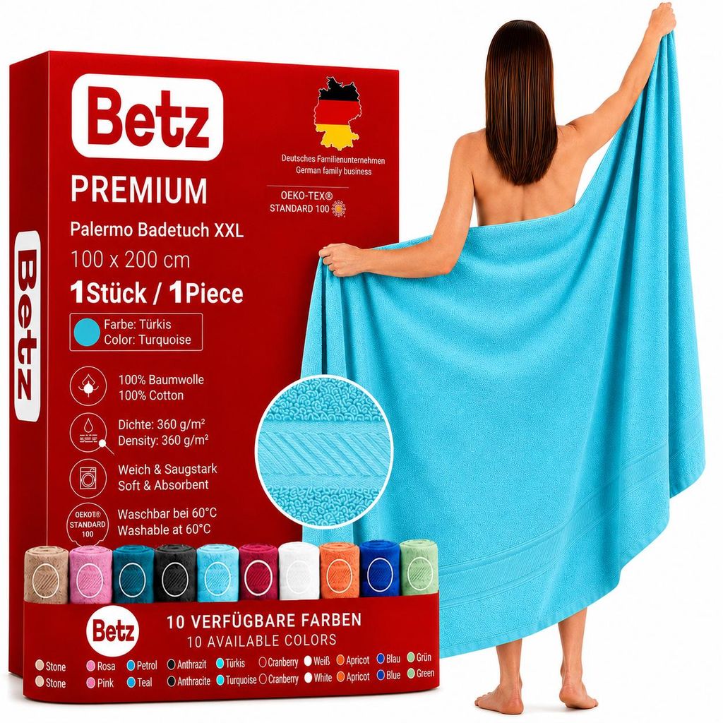 Betz Badetuch XXL 100x200 cm 100% Baumwolle – Weiches Produktbild 