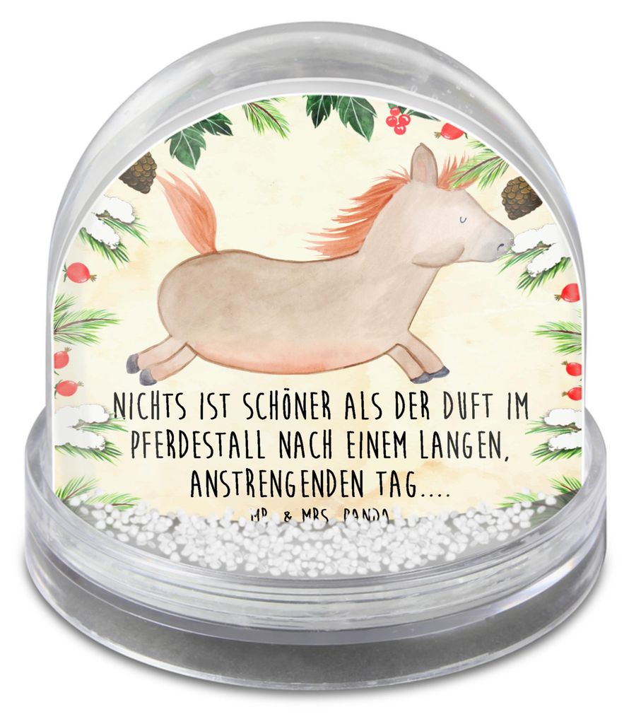 Mr. & Mrs. Panda Schneekugel Weihnachten Pferd Springen - Naturpapier - Geschenk, dekoartikel, Stall, Reiten, Bauernhof, Pferdestall, Pferde, Weihn...