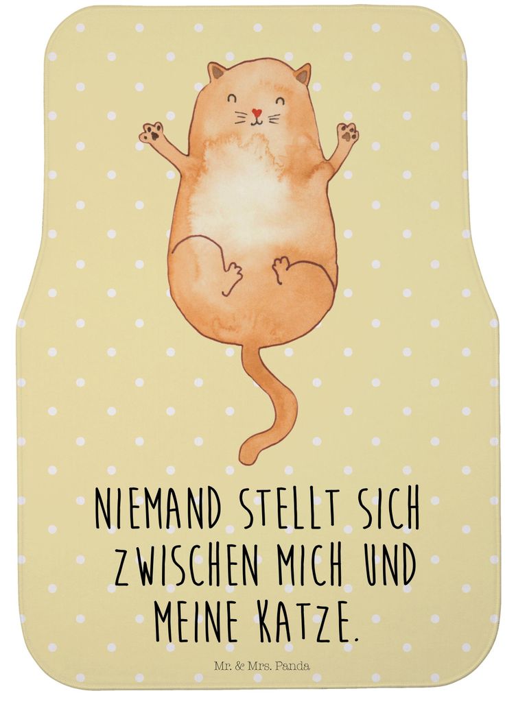 Mr. & Mrs. Panda Automatte Katze Umarmen - Gelb Pastell - Geschenk, Cat, Katzen, Liebe, Haustier, Auto Fußmatte, Fürs, Auto-Fußmatte, Autoteppich