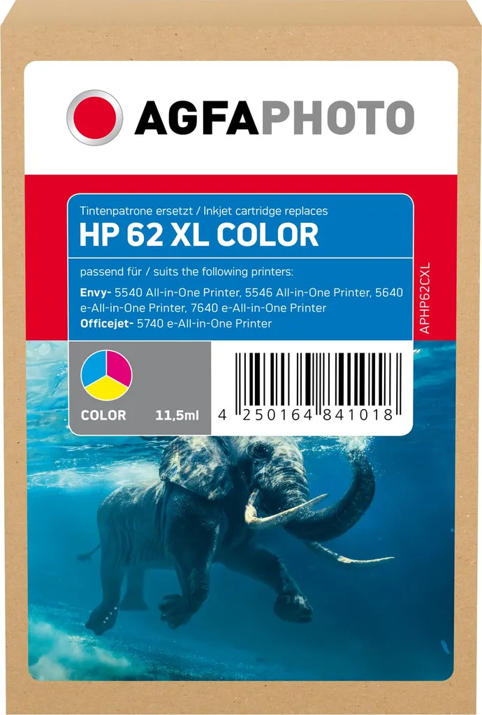 Cartouche d'encre couleur 62XL compatible HP C2P07AE par AgfaPhoto APHP62CXL
