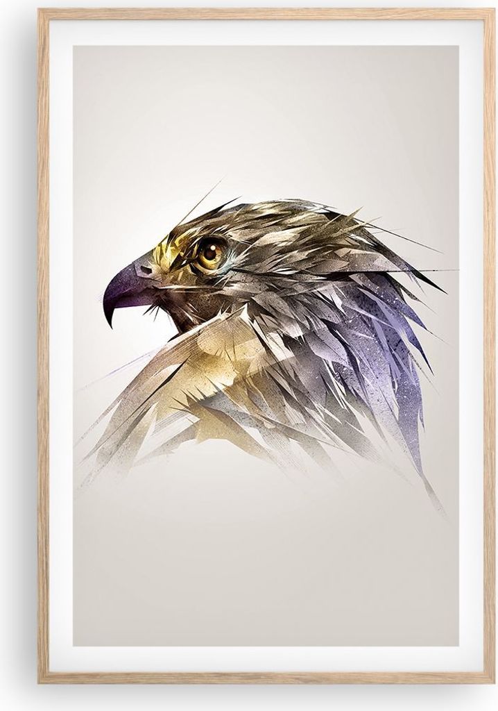 Gerahmtes Poster - Rahmen in heller Eiche - Adler Vogel Produktbild 