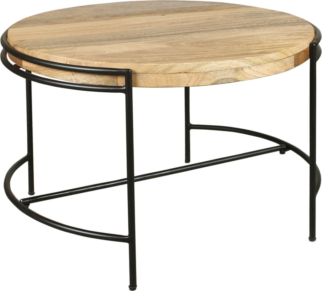 byLIVING Couchtisch HANNA / Platte Mangoholz massiv / Gestell Metall schwarz / B 60, H 40, T 62 cm
