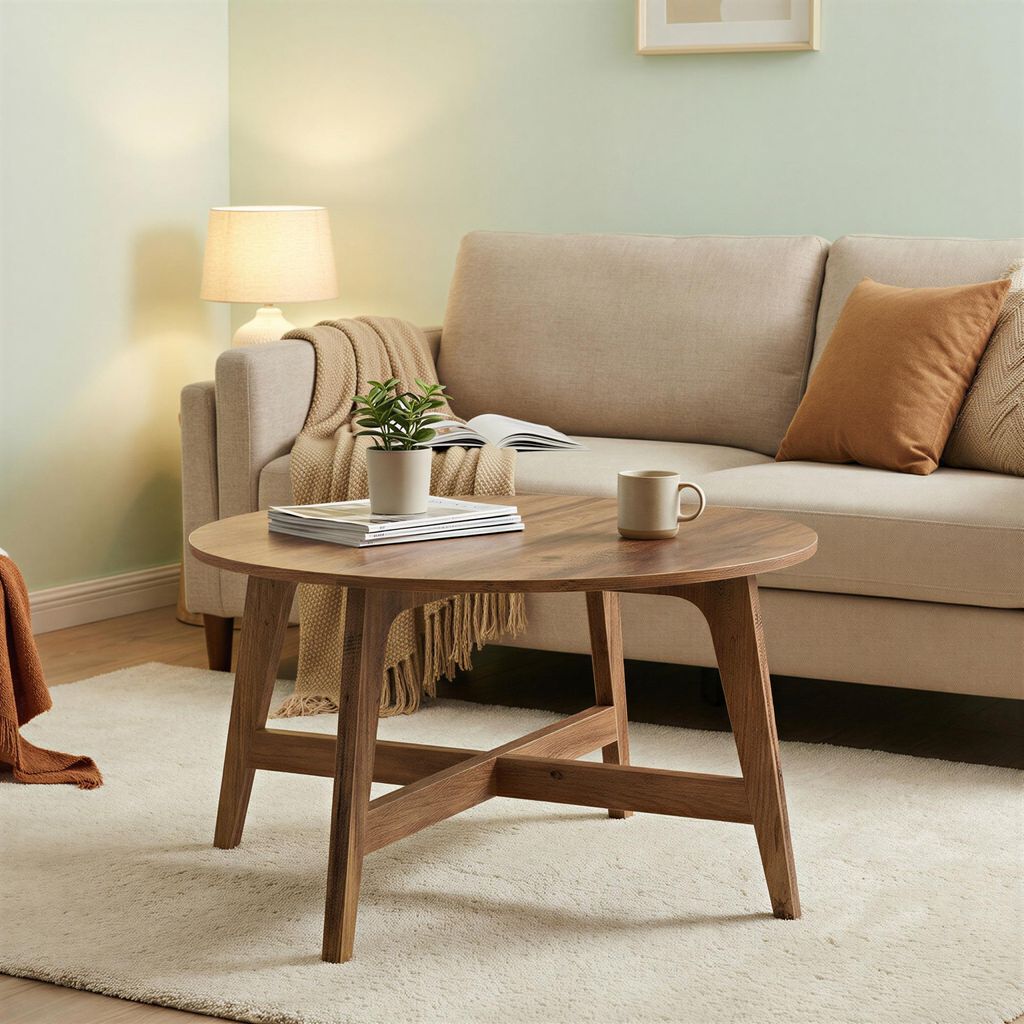 VASAGLE Couchtisch rund, 80 cm Wohnzimmertisch, konische Produktbild 