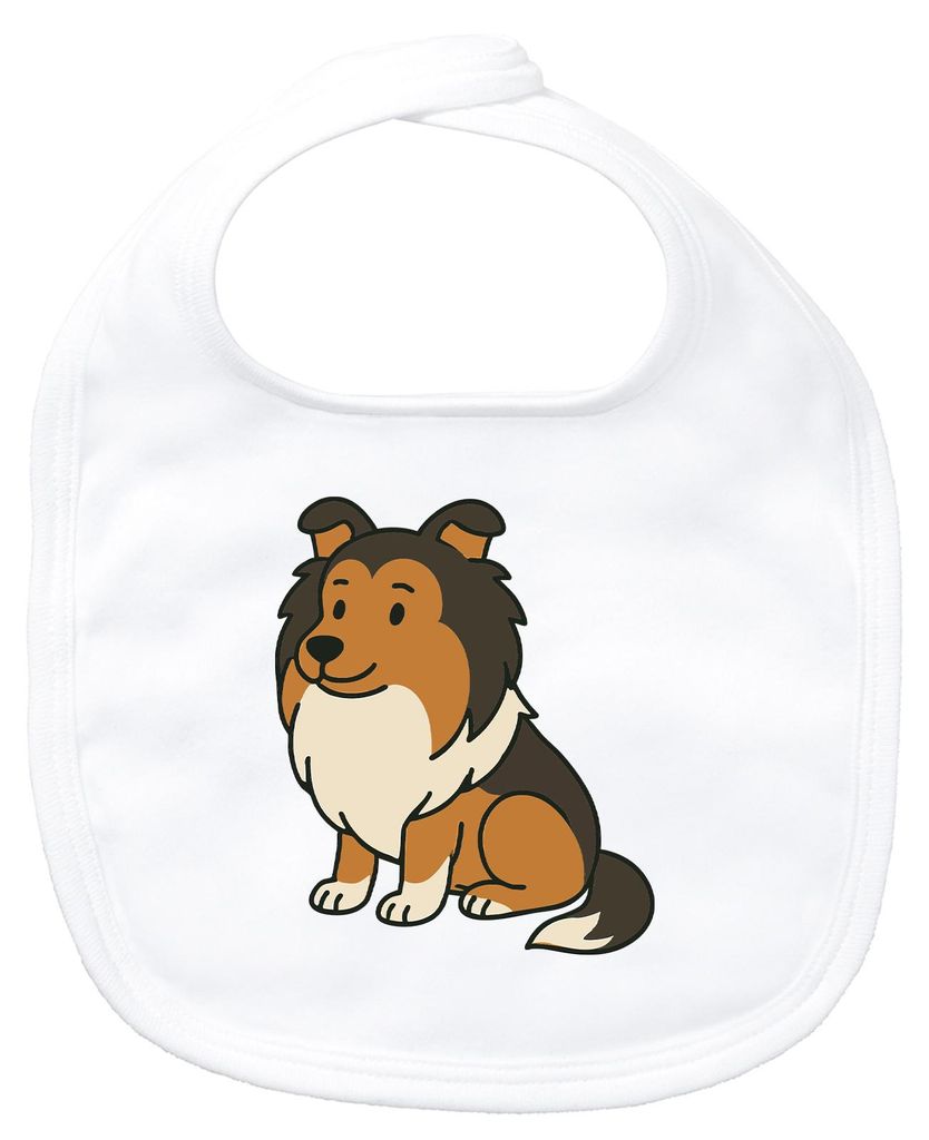 Huuraa Baby Lätzchen Shetland Sheepdog Comic Sheltie White Klettverschluss Baumwolle Latz Geschenkidee