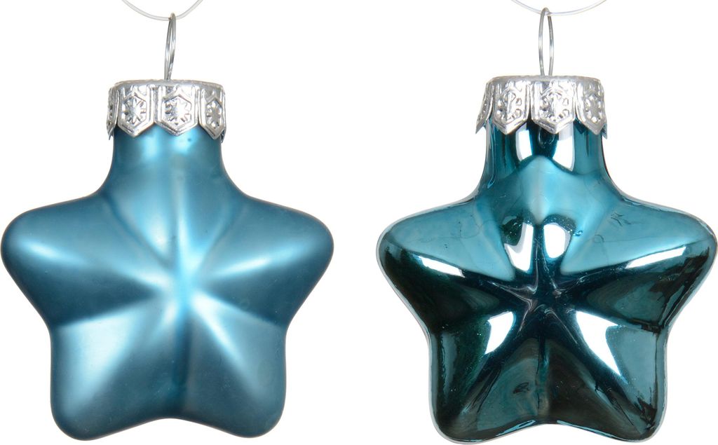 Christbaumschmuck Sterne 4cm Glas 12 Stück - Folkloreblau