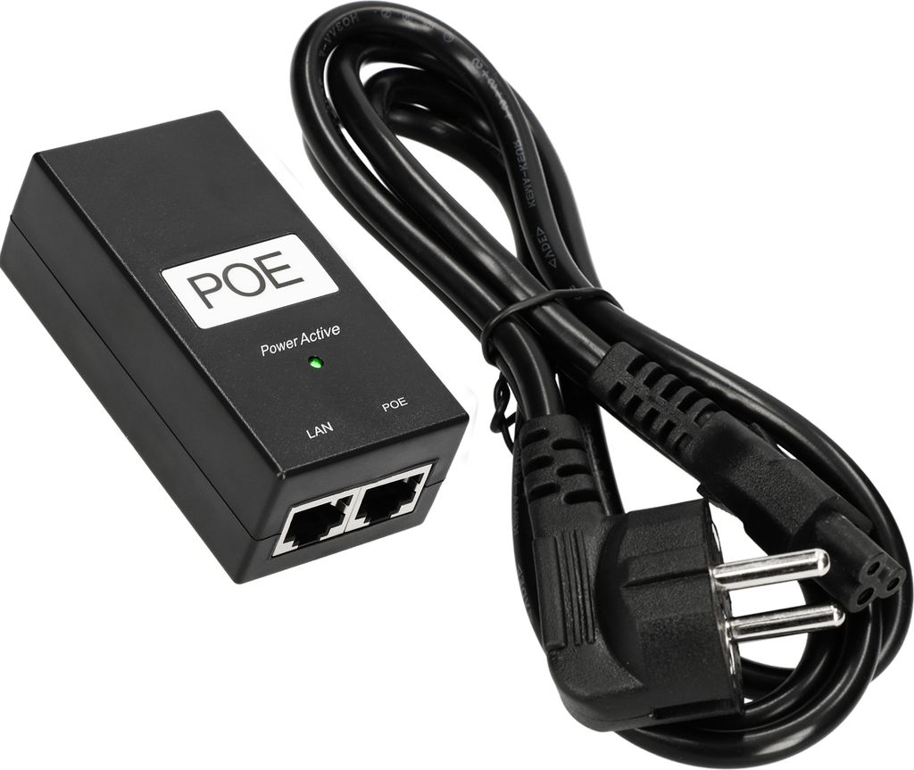 Extralink POE-24-24W 230V,PoE Injector, 24V,1A,24W, einschließlich Kabel, Fast Ethernet, Kurzschluss- und Überspannungsschutz, Zwei RJ-45 Ports, ...