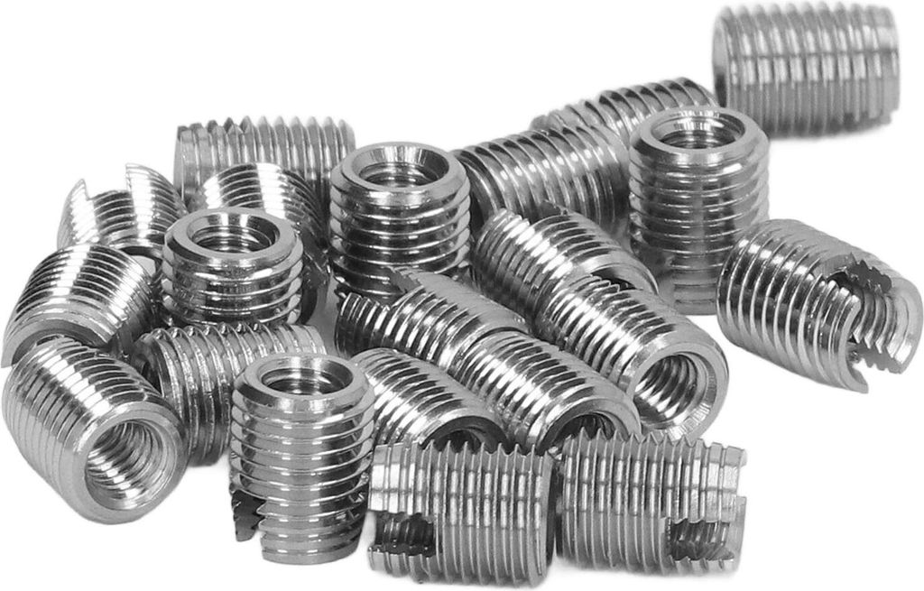 20 Stück selbstschneidende Gewindeeinsätze, M4x0,7 Außengewinde, M6,5x0,75 Innengewinde, 8 mm Länge