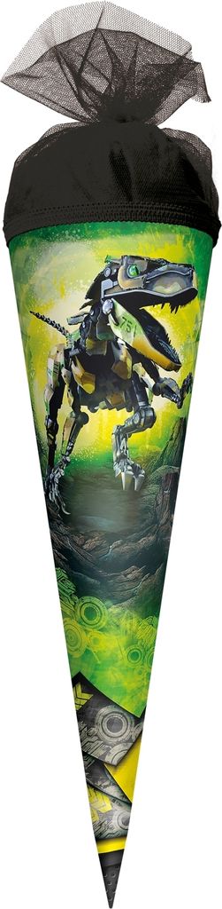 ROTH Geschenk-Schultüte klein Robo-Rex 22 cm rund Tüllverschluss Zuckertüte Schulanfang