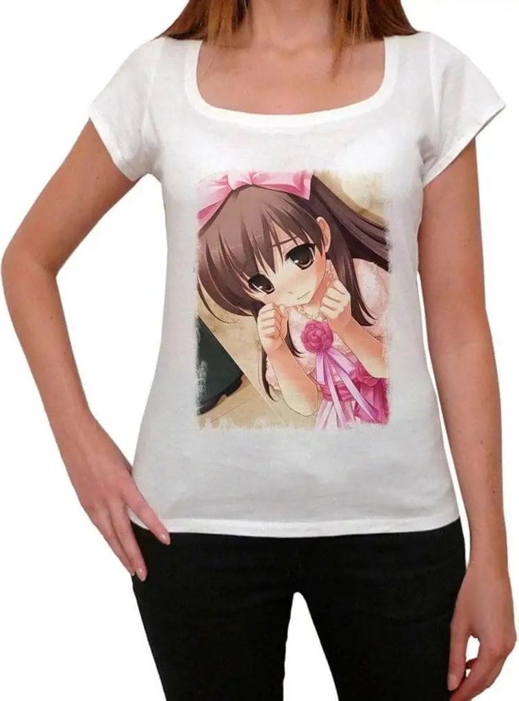 Damen Grafik T-Shirt Manga-Kleid in Rosa – Manga Pink Dress – Öko-Verantwortlich Vintage Jahrgang Kurzarm Lustige Druck Geburtstag Geschenk Frau
