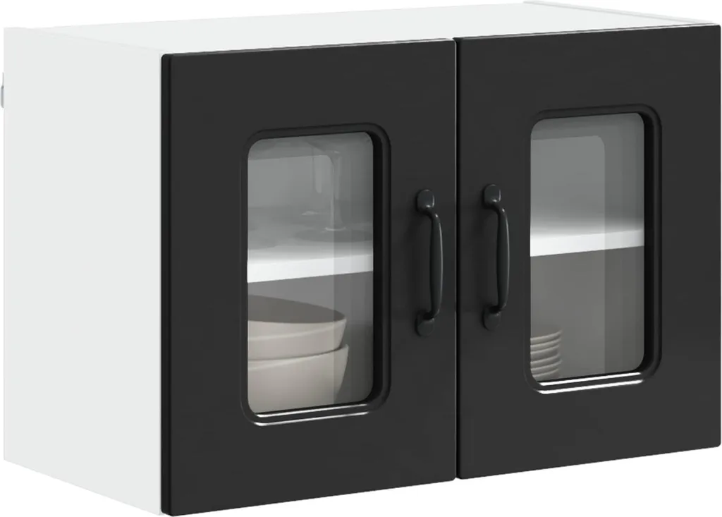 Mobile Cucina Kalmar Nero 60x31x40 cm - Pensile Moderno Salvaspazio