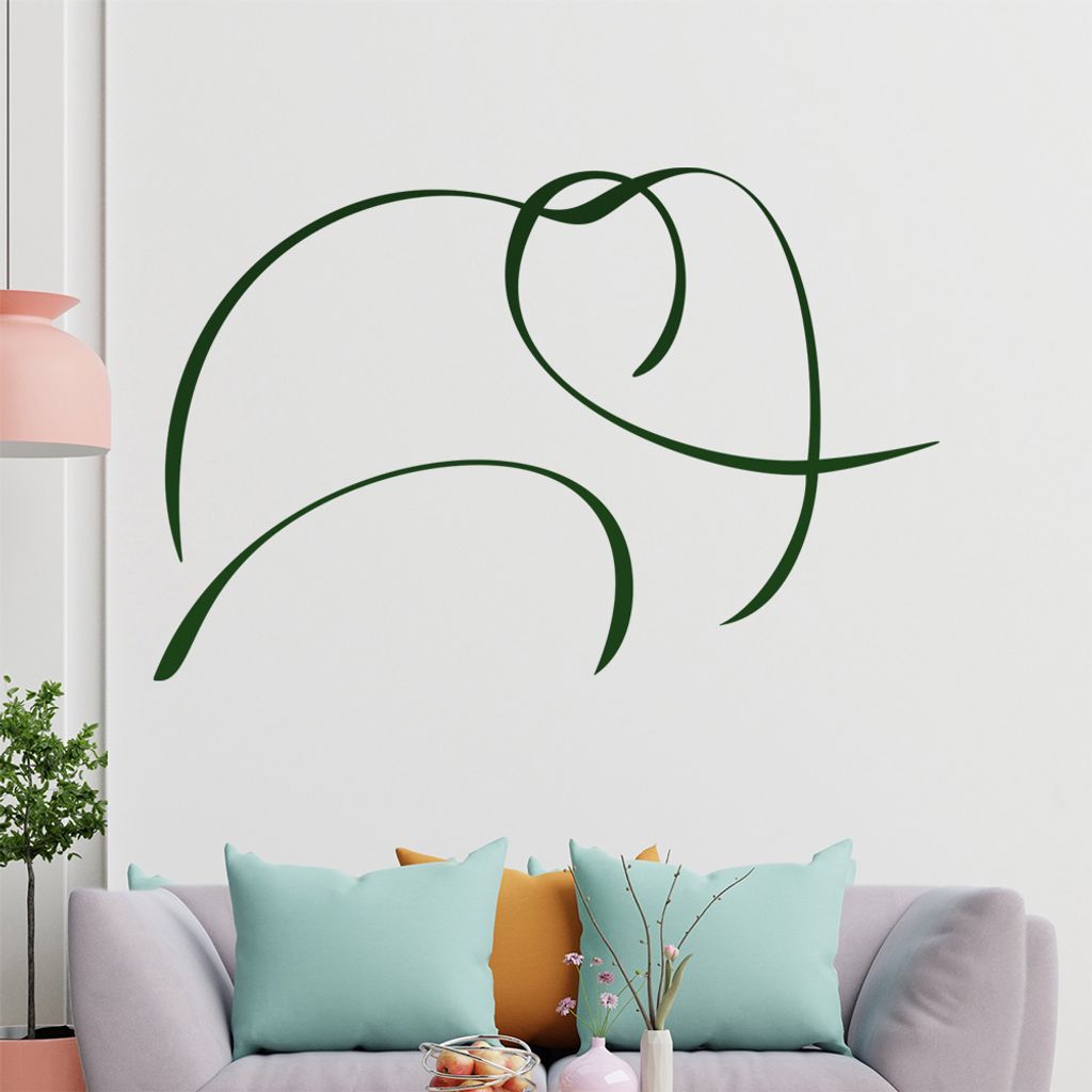 Elefant Linien Wandtattoo in 6 Größen - Wandaufkleber Wall Sticker - Dekoration, Küche, Wohnzimmer, Schlafzimmer, Badezimmer