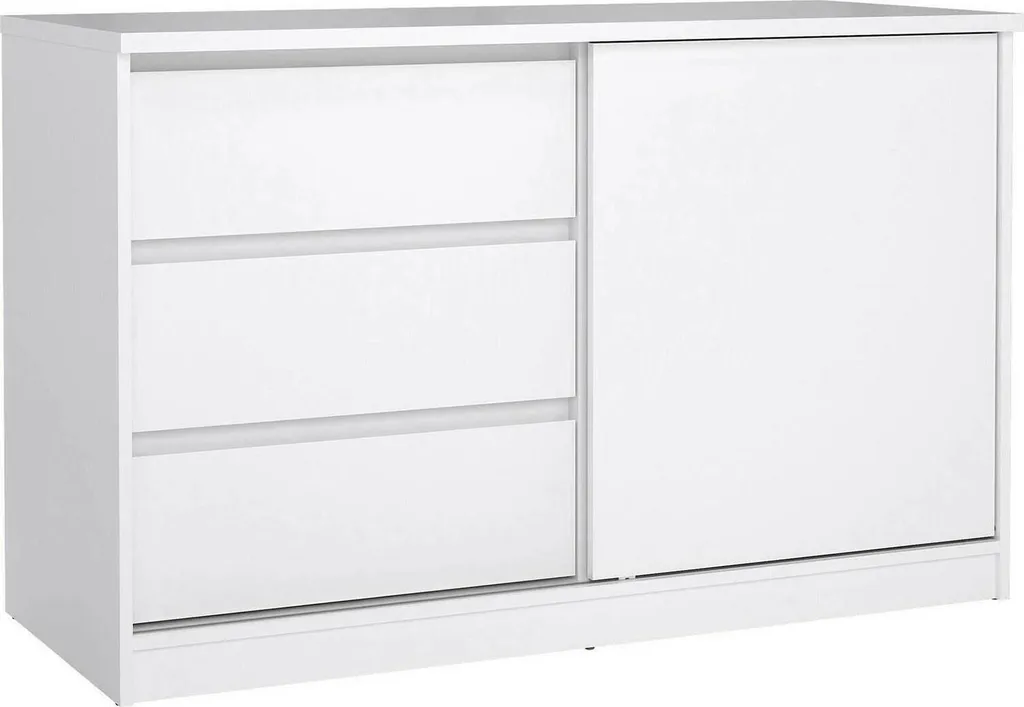 Buffet de Chambre Blanc Brillant Rangement Pratique Gain de Place