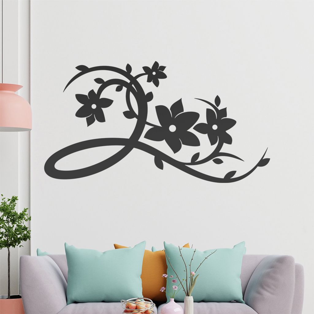 Schöne Blüten Ranke Wandtattoo in 6 Größen - Wandaufkleber Wall Sticker - Dekoration, Küche, Wohnzimmer, Schlafzimmer, Badezimmer