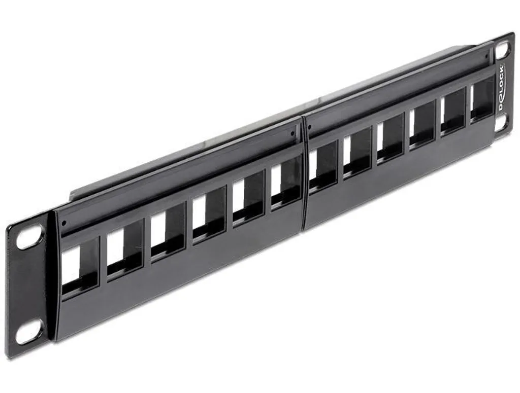 Patchpanel 12 Ports Keystone Modulaire Noir - Support de Brassage 1U Pro