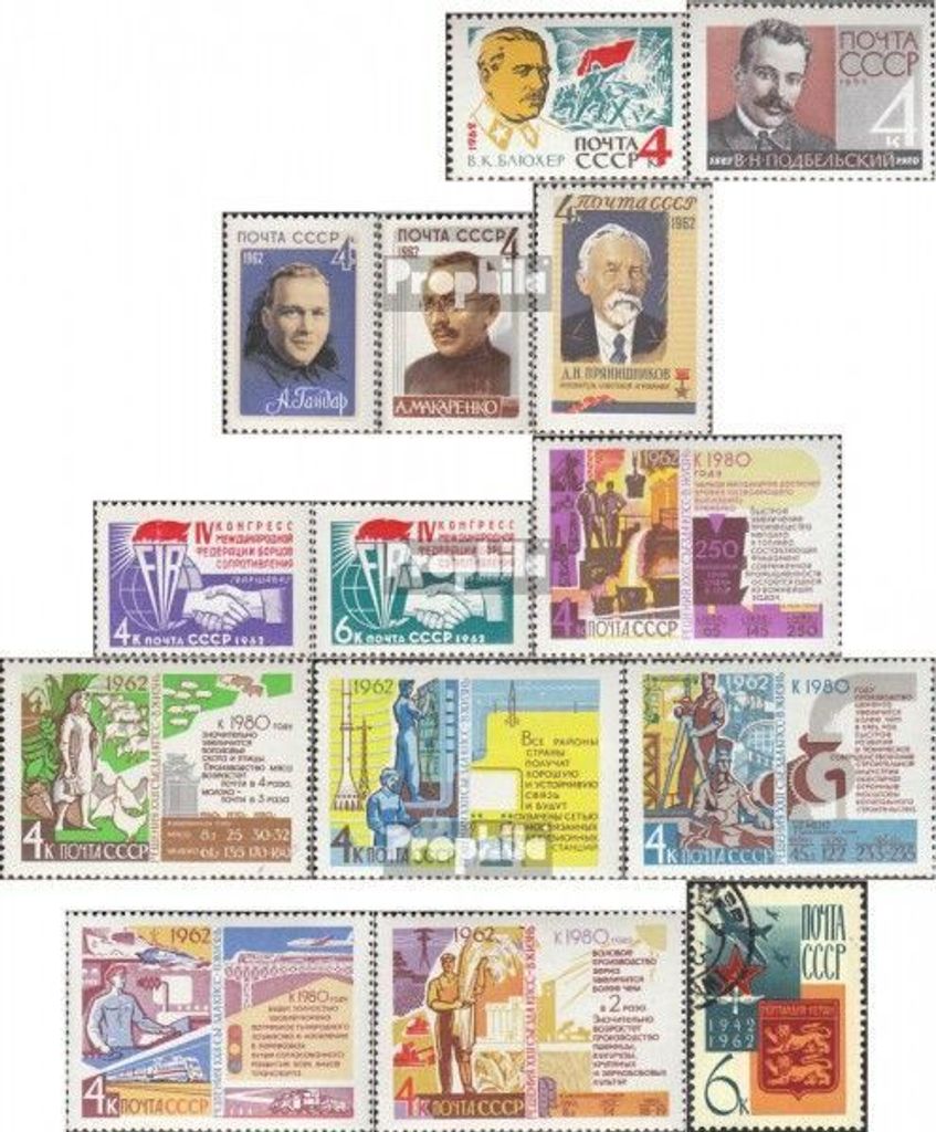 Briefmarken Sowjetunion 1962 Mi 2682,2683,2684-85,2687, 2693-94,2695-2700,2701 (kompl. Ausg.) gestempelt Wassilij K. Blücher