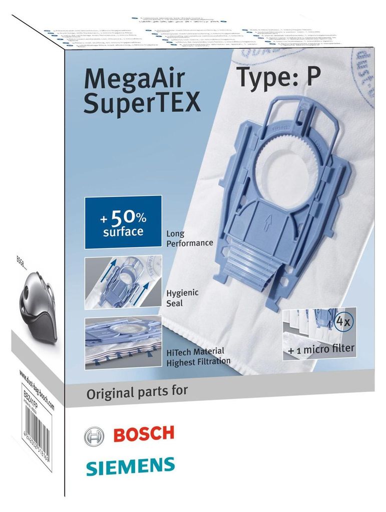 Bosch Staubsauger Zubehr Beutel Type P MegaAir SuperTEX Produktbild 
