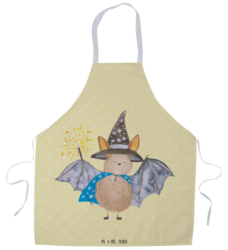 Mr. & Mrs. Panda Schürze Fledermaus Zauberer - Gelb Pastell - Geschenk, Grillschürze, Fledermäuse, Reinsteigern, Kellnerschürze, Frauen, Küche...