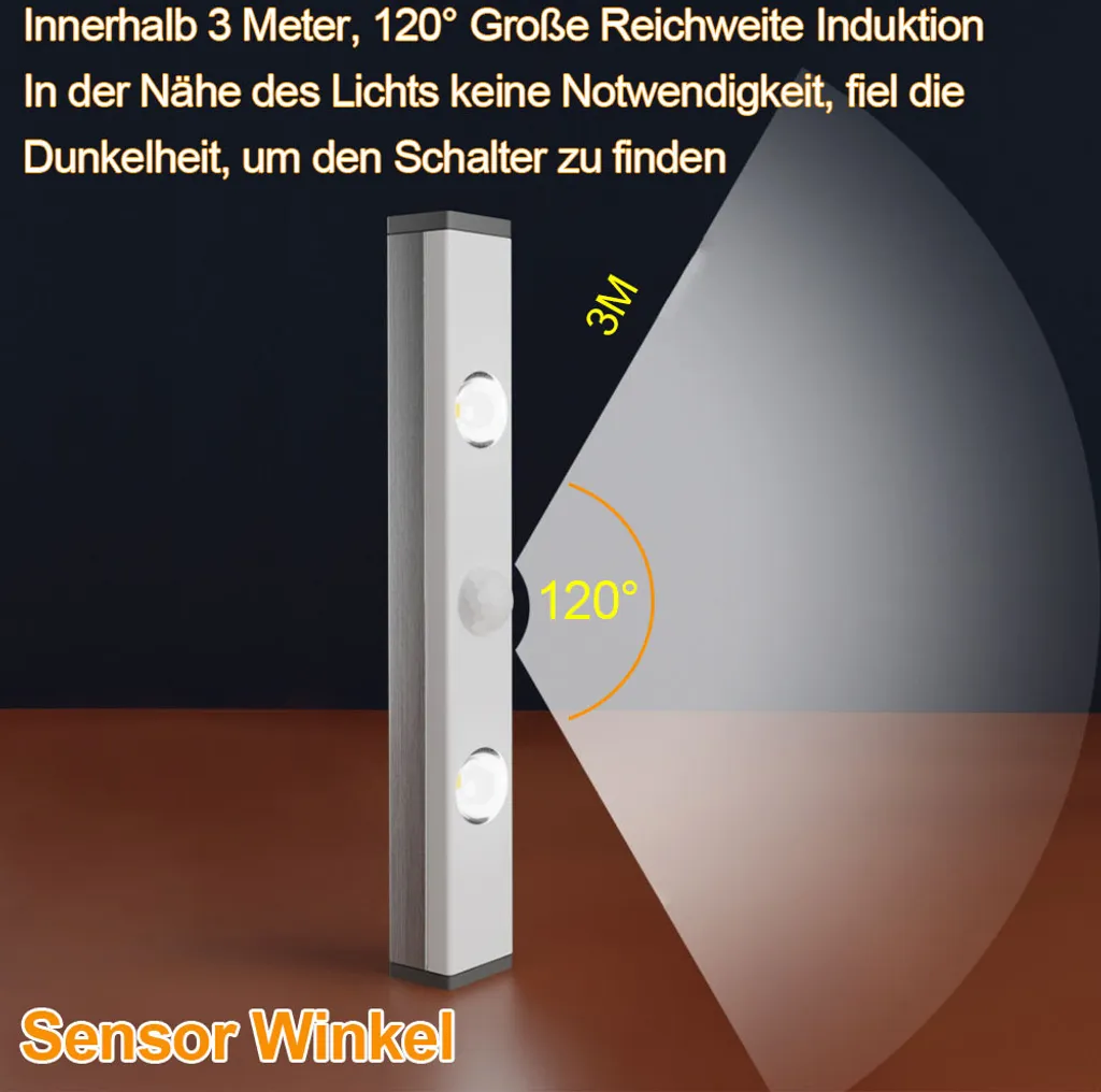 10CM senza fili ha condotto la luce del gabinetto con il rivelatore di moto, USB ricaricabile Dimmable sotto la luce del gabinetto, luce del gabinetto della cucina della scala della cucina ha condotto la luce del gabinetto, bianco caldo