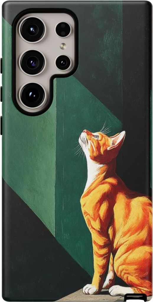 Orangefarbener Kater im geometrischen Schattenspiel – Hülle Kompatibel mit Galaxy S24 Ultra