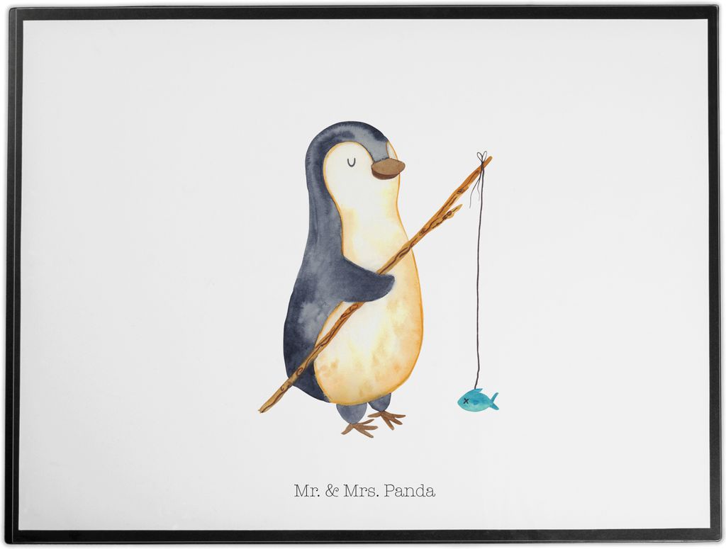 Mr. & Mrs. Panda Schreibunterlage Pinguin Angler - Weiß - Geschenk, Schreibtischauflage, Motivation, Angelurlaub, schreibtischunterlage, schreibti...