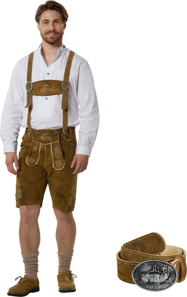 Kurze Lederhose Jakob - olivbraun, 58